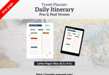 Daily Travel Itinerary Planner (Free & Paid Version) daily-travel-planner-free-download